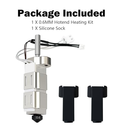 HzdaDeve 0.6 mm Hotend for OrangeStorm Giga Hot End Ceramic Thermistor Extruder Print Head Hardened Steel Nozzle Heating Cartridge with Extra 1PK Silicone Cover for Elegoo 3D Printer Accessories