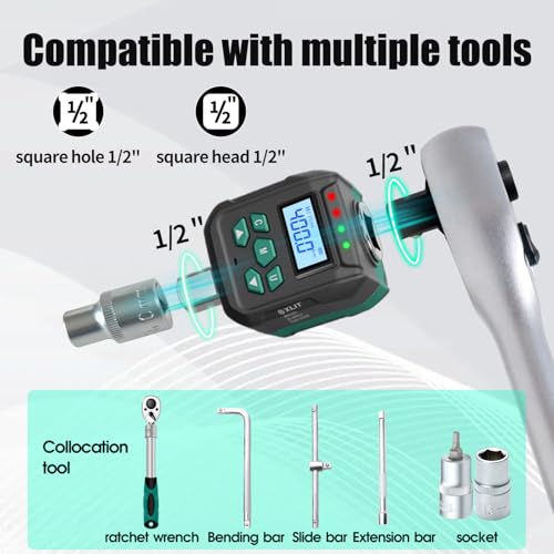 XLIT 1/2-inch digital torque wrench adapter, 8.8–295 ft-lb and 12–400 Nm range