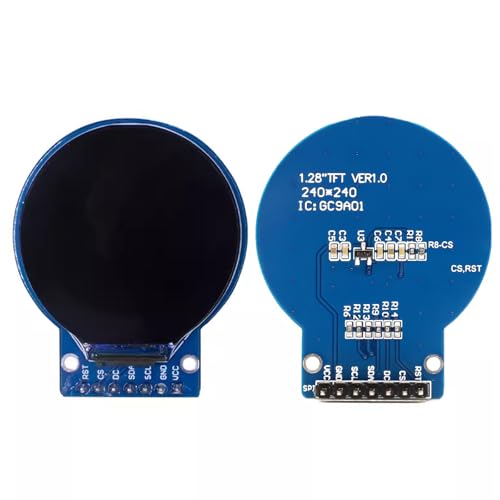 2 pieces GC9A01 1.28 inch circular TFT screen for Arduino RGB IPS | HD 240 x 240 resolution SPI interface LCD display module for display devices, real-time monitoring and instrument display Pack of 2