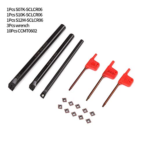 Akozon CNC lathe boring bar holder with CCMT0602 inserts and wrenches for internal turning