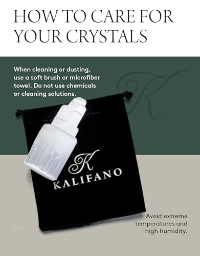 KALIFANO Selenite Skyscraper with Healing & Calming Effects - High Energy Selenita/Satin Spar Tower Used for Cleansing and Protection (Information Card Included)