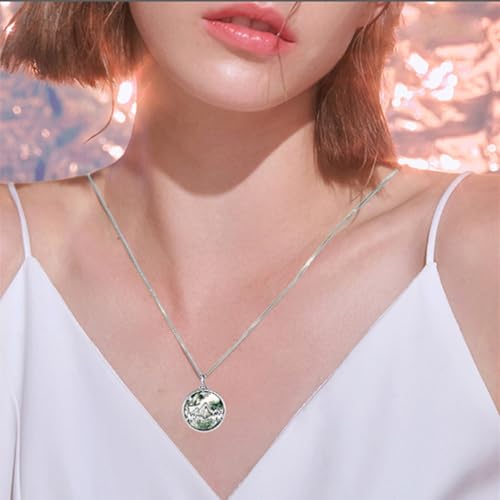 YAFEINI Mountain Urn Necklaces for Ashes 925 Sterling Silver Moss Agate Cremation Pendant Cremation Jewellery Gifts for Women Men