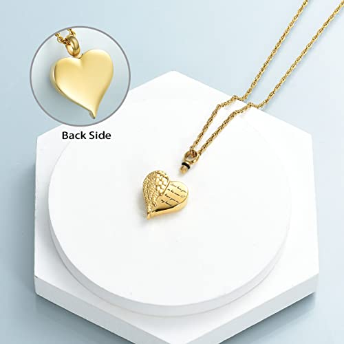 shajwo 2pcs Cremation Jewelry Angel Wing Heart Urn Necklace for Ashes Memorial Keepsake Pendant for Women Men