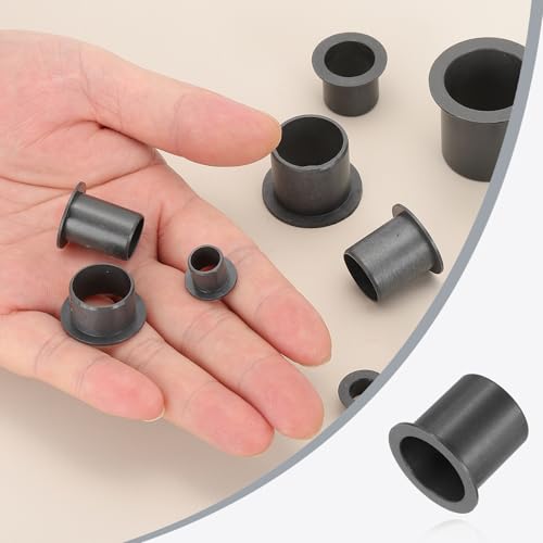 sourcing map 6Pcs Flanged Sleeve Bearing, Plastic Bushing ID 25mm x OD 28mm x Length 30mm POM Bushing, Black 6