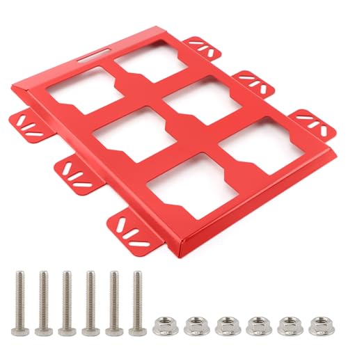 XuYelora half-width mounting plate compatible with Milwaukee Packout, shown in red hardware design
