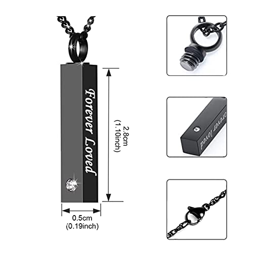 weikui 6 Pieces Crystal Silver Black Urn Necklace for Ashes Memorial Cremation Urn Jewelry Bar Locket Keepsake Cube Ashes Necklace for Women Men - Funnel Kit & Flannel Bag 6Pcs necklace