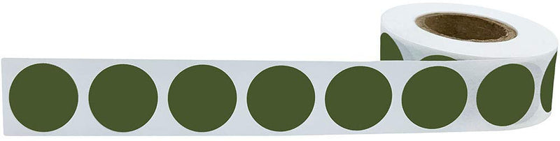Olive Green Semi-Gloss Round Stickers, 3/4" Inch, 500 Labels per Roll - Perfect for Color Coding, Inventory Management, and Custom Projects in Offices, Schools, and Homes Olive