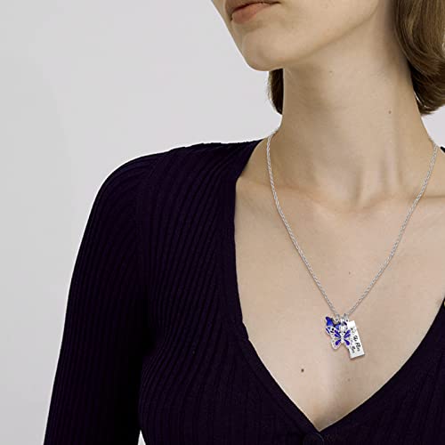 YSAHan Purple Butterfly Cremation Urn Necklace for Ashes Keepsake Memorial Jewelry Engraved Now She Flies with Butterflies