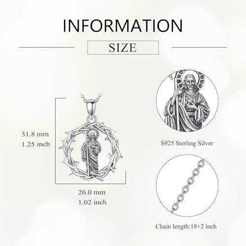 Crown Of Thorns Necklace 925 Sterling Silver Thorn Pendant Christian Jewelry Gift for Women Men Saint Jude