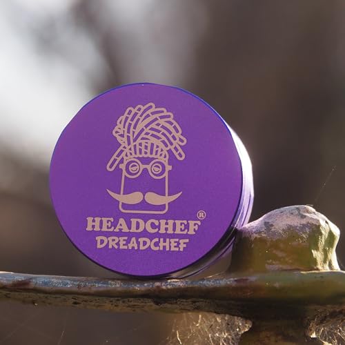 Headchef Dreadchef 4-Part Herb Grinder, 55mm, Sandblasted Finish, Multiple Colours (Blue Violet) Blue Violet