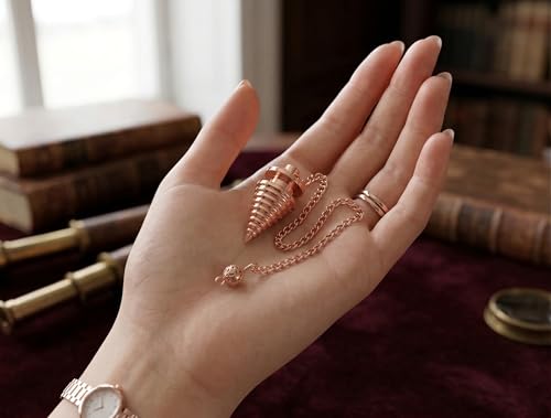 Designer Copper Pendulum for Reiki Healing, Dowsing & Chakra Balancing – Cone Shape Divination & Meditation Tool for Energy Cleansing Cone Shape Copper Pendulum