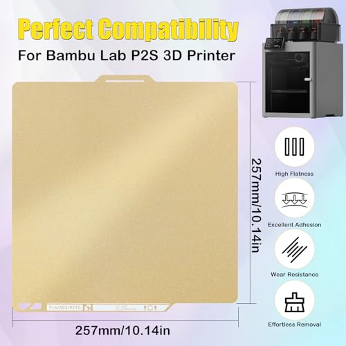 Textured PEI Printing Plate for Bambulab P2S, P2S PEI Build Plate Recognition with QR Code for Bambu Lab P1S P2S P1P A1 256 x 256 mm 3D Printer Platforms For P2S 257x257mm