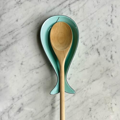 Fox Run Spoon Rest, Cute Whale Ceramic Spoon and Spatula Rest for Kitchen 4.7" x 9.2" x 2", Whale