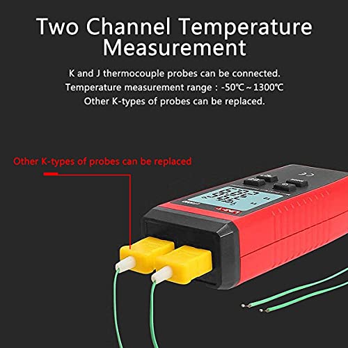 UT320D Dual Channel K/J Digital Thermometer, Thermocouple Temperature Meter Temperature Meter with 2 K-Type Measuring Probe for Industry, Agriculture, Meteorology and Life