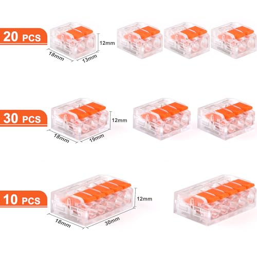 Cable Connectors Cable Clamps Electric, Pack of 60 | 4 mm² conductor clamp luster terminals connection clamp quick connection terminals electrical installations connection orange