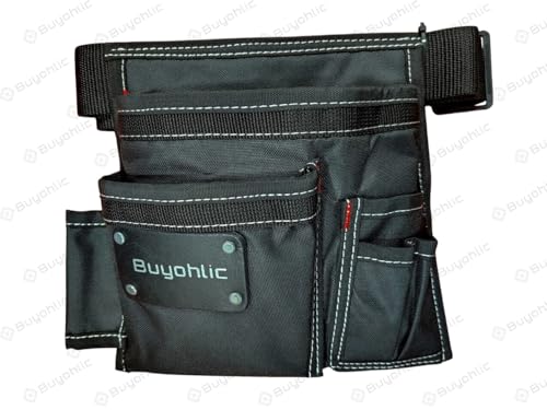 AD INTERNATIONAL canvas tool pouch bag with five pockets, single-side work apron, and adjustable belt