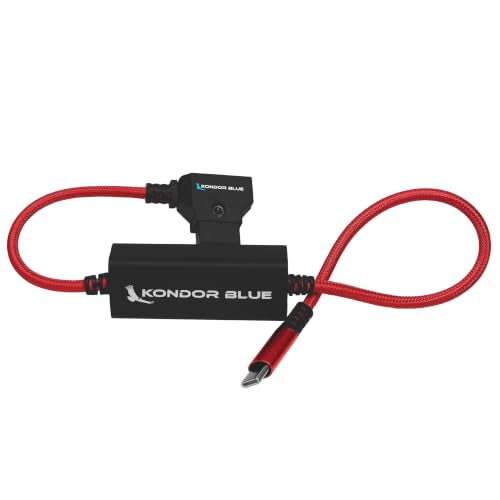 KONDOR BLUE | 16 Inch D-Tap to USB-C PD Power Delivery Cable, 2-Way |100W Fast Charge, 5V 9V 12V PD, Smart D-Tap Reverse Polarity Protection for Mirrorless Cameras and Camera Rigs | Red