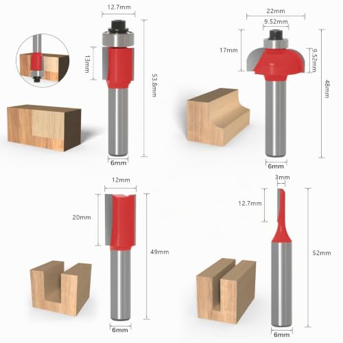 Milling Cutter Set for Router 15 Pieces, Wood Milling Bits for 6 mm Shank, Wood Cutter Set Woodworking Tools for Beginners, Industrial Quality Wood Cutters, Includes Wooden Box for Storage (6 mm) 6mm