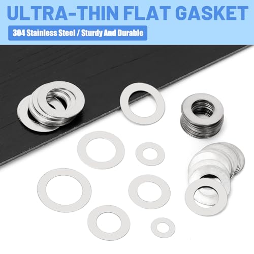 Glarks stainless steel thin flat washers assortment kit in M4-M12 sizes for screws and bolts