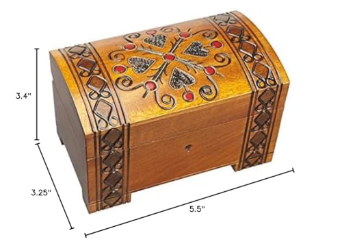 Four Hearts Handmade Wooden Box Polish Jewelry Keepsake Treasure Chest Classic Design