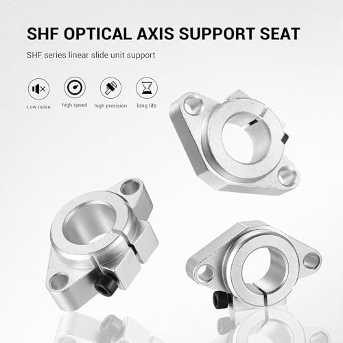 SHF16 Linear Motion Rail Clamping Rod Rail Guide Support, 4 Pack Aluminum Flange Mount Linear Motion Slide Rail Guide Blocks Shaft Support for 16mm Linear Motion Guides (4 Pack) 16mm Linear Motion Shaft Shf16 Shaft Support - Silver