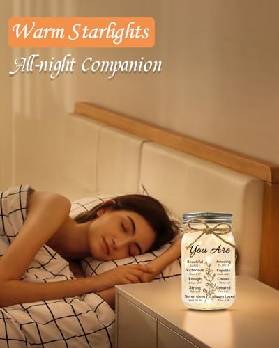 Christian Gifts for Women Lamp, Starlight Mason Jar Night Light