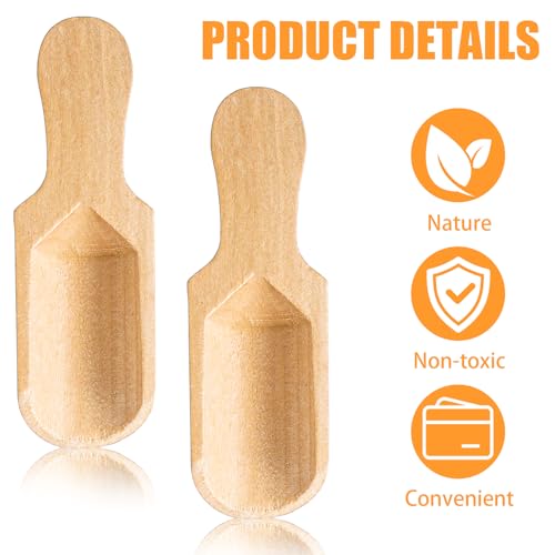 100 Pack Mini Wooden Spoons for Jars, Small Bath-Salt Scoops Mini Scooper Wooden Candy Spoon Washing Powder for Sugar Scrubs, Bath-Salts, Cooking