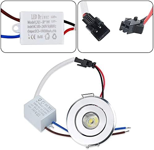 10 Pack 2 Inch LED Recessed Lighting, 1W 120LM Recessed LED Lights, Gimbal Adjustable Ceiling Lights Mini Spotlight Mini Spotlight Ceiling Light with Driver AC 120V Warm White/Silver 1W/10 Pack