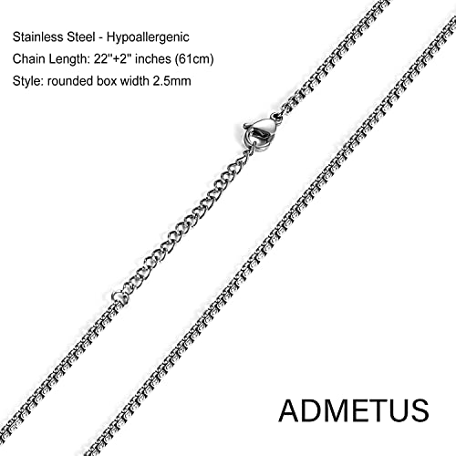 ADMETUS Saint Medals 925 Sterling Silver Protection Necklace Amulet Jewellery Religious Gifts for Men with 2.5mm 22"+2" Rolo Chain B00-Saint Christopherl (Surf)