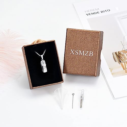 XSMZB Mini Car Cremation Jewelry Memorial Urn Necklace for Ashes Stainless Steel Pendant Human Pet Ashes Holder Keepsake Gift for Men Women Silver