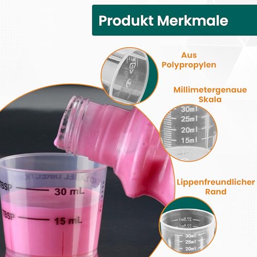 80 x 30 ml Shatterproof Shot Cups Medication Measuring Cups (Transparent) Transparent 80 Stück