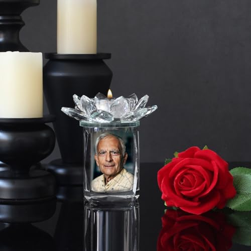 Mini Urns Crystal Ashes Cremation Keepsake Photo Urn With Candle Holder Crystal Lotus Candle Cremation Funeral Picture Ashes Holder Urns for Human or Pet to Remember Your Loved One Lost