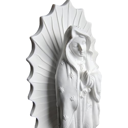Our Lady of Guadalupe Statue, White Virgen de Guadalupe Statues, Small Mexico Virgin Mary Figurine, Virgencita Maria Estatua Resin Catholic Religious Decor 7 Inch 7 inches