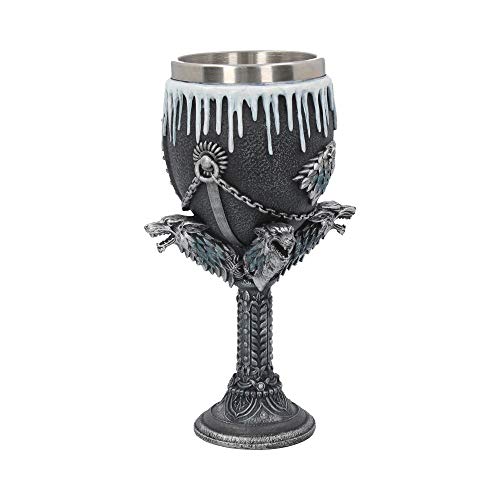 Nemesis Now House Stark Game of Thrones Goblet 12cm Black, Resin w/Stainless Steel Insert, 1 Count (Pack of 1)