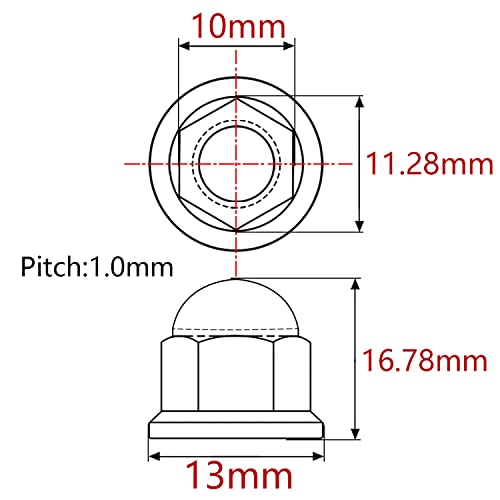 Wanyifa titanium M6 gold dome head acorn lug nut, close-up view