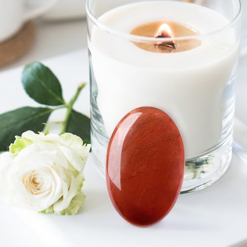 DUQGUHO Red Jasper Stone Palm Stone 2.4'' Red Stone Natural Healing Crystal Worry Stone Energy Balancing Polished Stones Blessing Gifts Boho Pocket Stone 1PCS