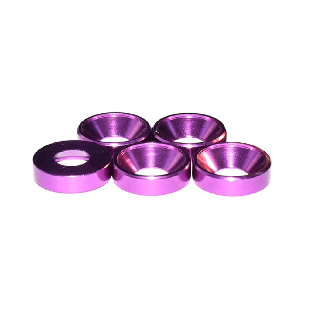 50pcs M2 Countersunk Washers Alloy Aluminum Screw Gaskets (Purple) Purple