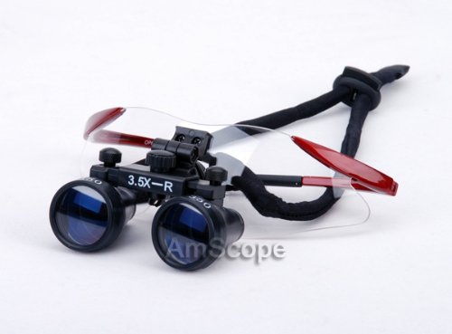 [Australia - AusPower] - Dental Surgical Loupe 3.5X Working Distance 360-460mm Burgundy Sport Frame 