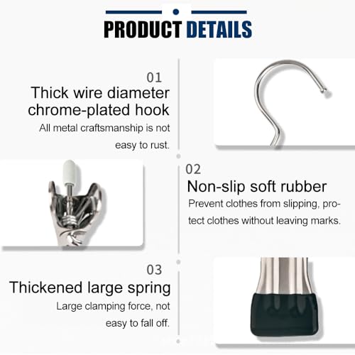 Hangers Clips,Stainless Multi Function Clip Hooks,Laundry Hanging Hooks Clips,Closet Hangers,Boot Clips， Hats Clips,Socks Clips,Pants Clips, Bras Clips (50, Black) 50