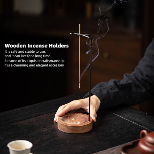 Wooden Incense Holders Upside Down Incense Holder for Sticks Ash Catcher Catching Room Censer Holder Tea Room Home Decoration for Yoga Meditation Incense Holder（no Glass Ash Catcher） 1Pc