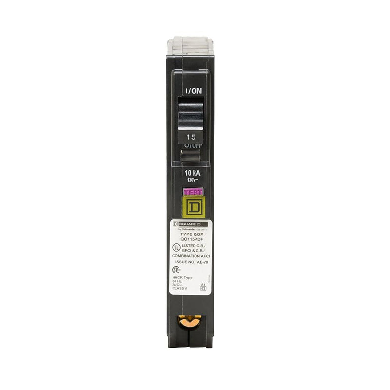 Square D by Schneider Electric Square D - QO QO115PDF Plug-In Mount 15 Amp Single-Pole Dual Function (CAFCI and GFCI) Circuit Breaker