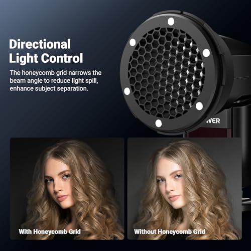 NEEWER Flash Honeycomb Grid, Magnetic Speedlite Flash Light Shaper Compatible with Godox V1/V1 PRO V850III/860II NEEWER NW620 NW700 NW760 Z880 Z760 Q120 Z3R, Adapter Rings Not Included, CRS15