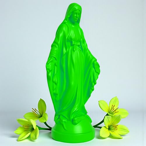 Pop Mary, Modern Virgin Mary Statue, Decorative Resin Figurine, Unique Collectible Gift (Neon Green) Neon Green