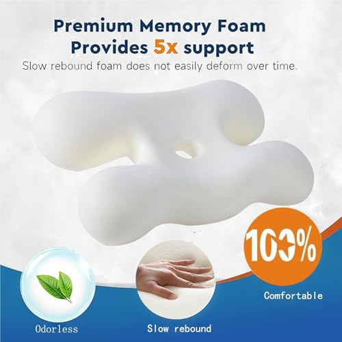 Side Sleep Beauty Pillow,Ergonomic Memory Foam with Removable Cover,Butterfly Shape Wrinkle Prevention Pillow for Protecting Your Hair and Skin