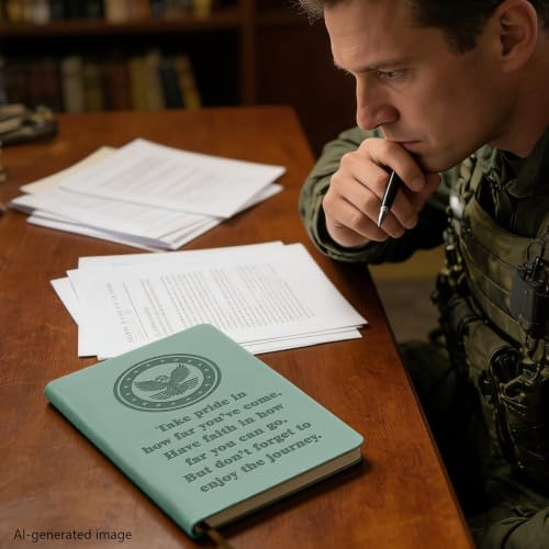 WHLBHG Army Leather Notebook Military Deployment Gifts(Take Army-cyan) Take Army--cyan