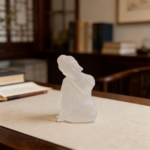 Transparent Resin Buddha Statue 5.9 Inch Home Decor White