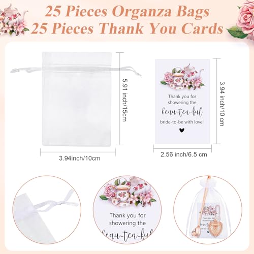 Qinyoung 25 Sets Bridal Shower Tea Party Favors for Guests, Rose Gold