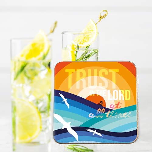 Christian Coasters with Scripture, Set of 6 Cork, Trust in the Lord