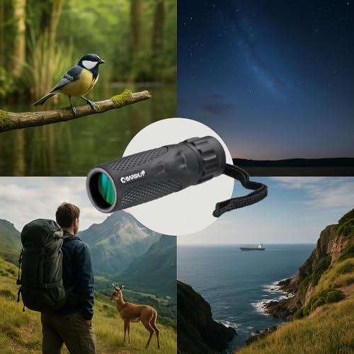 Barska Blackhawk Waterproof Monocular – Compact, Fogproof, Multi-Coated Optics, Slip-Resistant Grip for Birding, Hiking, Sports, Concerts & Outdoor Use 10x25