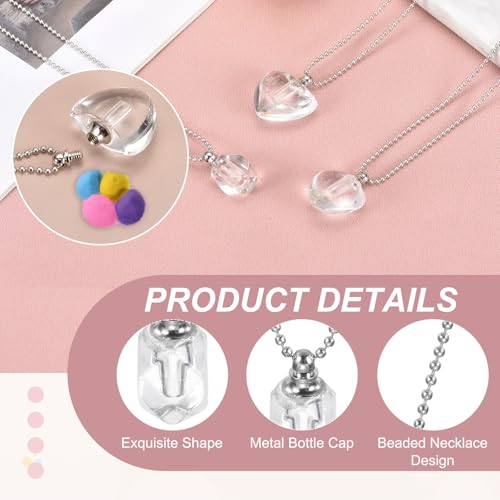 sourcing map Vial Necklace, Stainless Steel Glass Diamond Perfume Bottle Pendant Necklace Ashes Urn Vial Pendant Openable Bottle Case 2